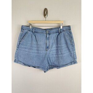 American Eagle Women’s‎ Pleated Front Moms Shorts Light Blue Wash Denim Size 20